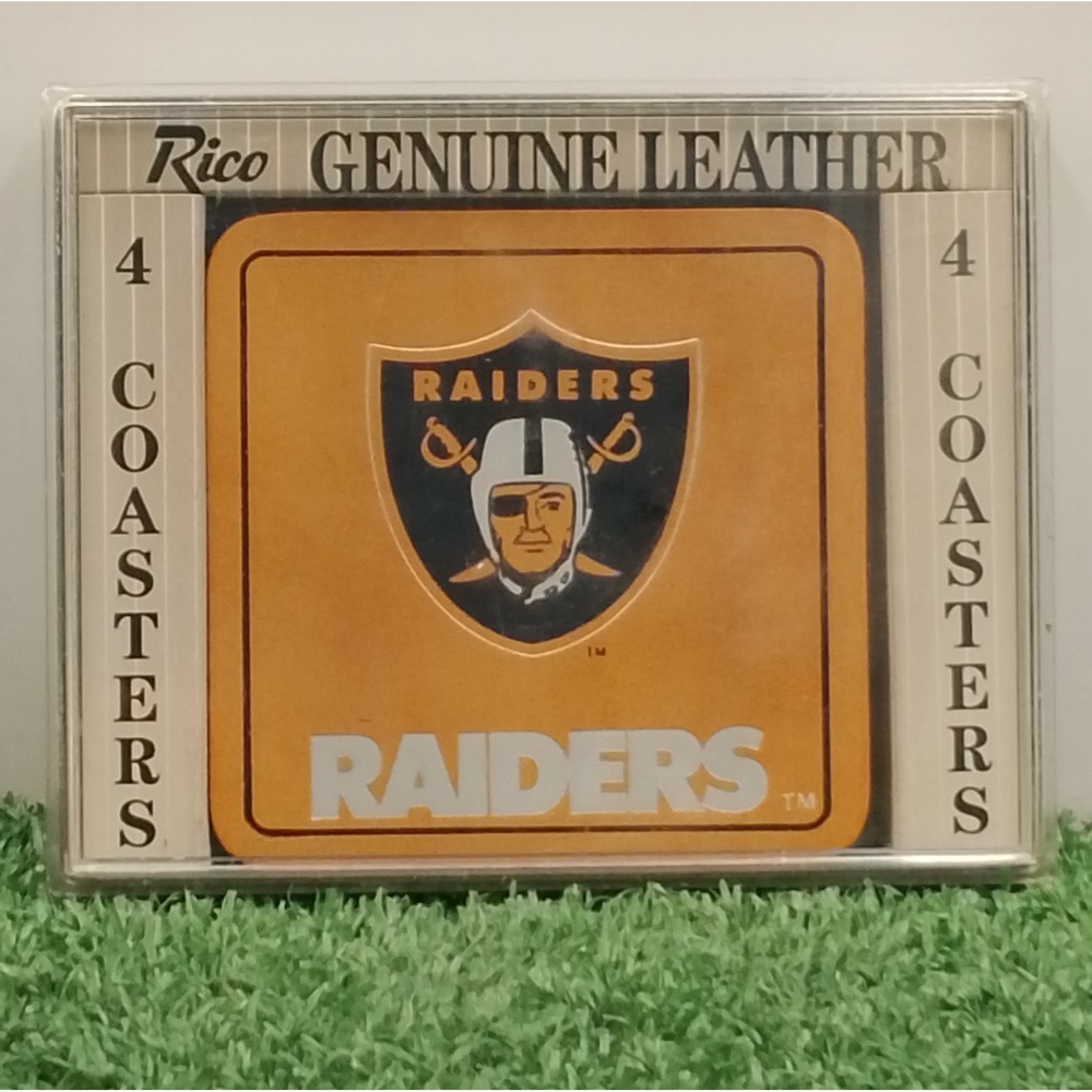 VTG Oakland Los Angeles Raiders Hand Tooled Stamped Leather Patch Sign with Box